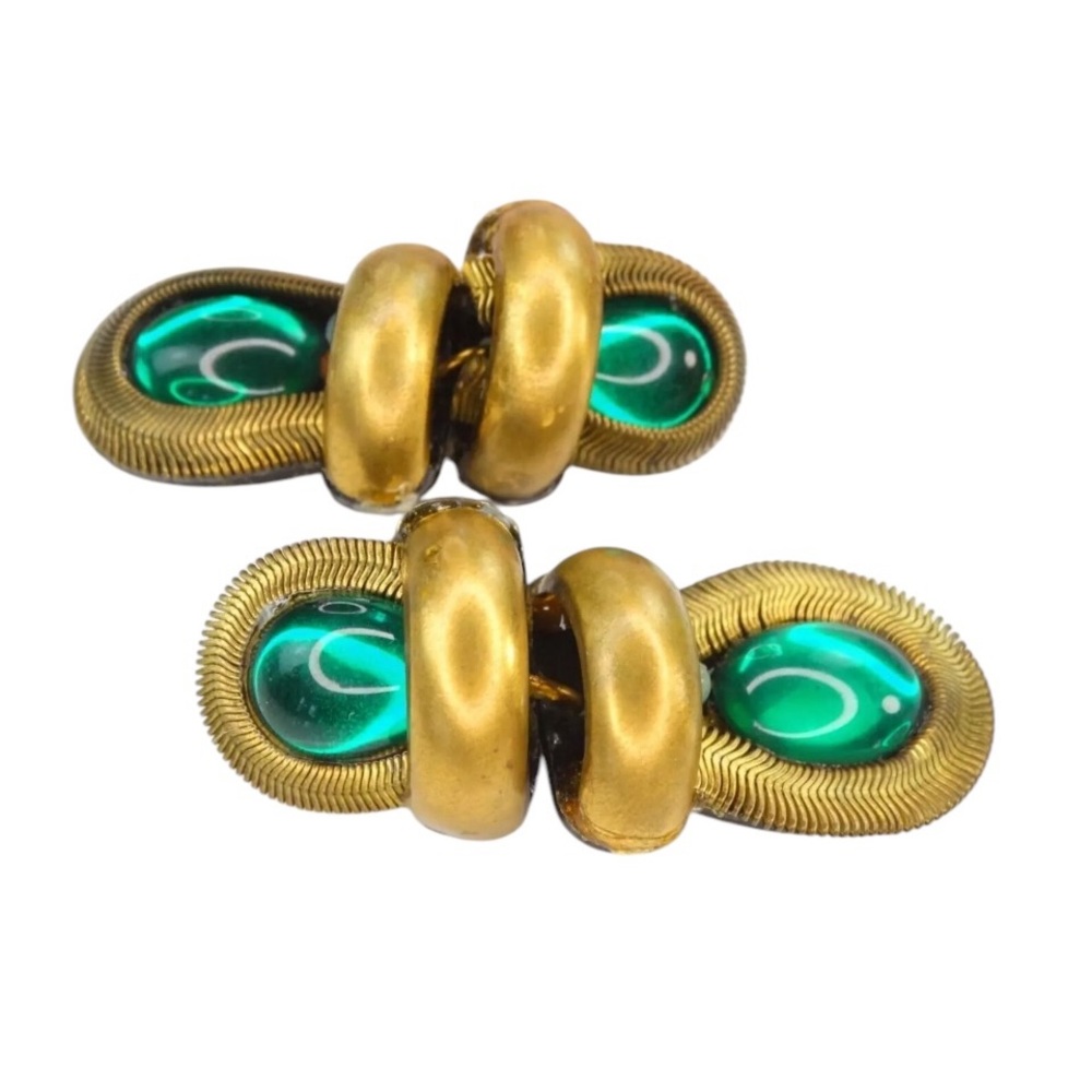 Vintage Gold and Green Statement Earrings